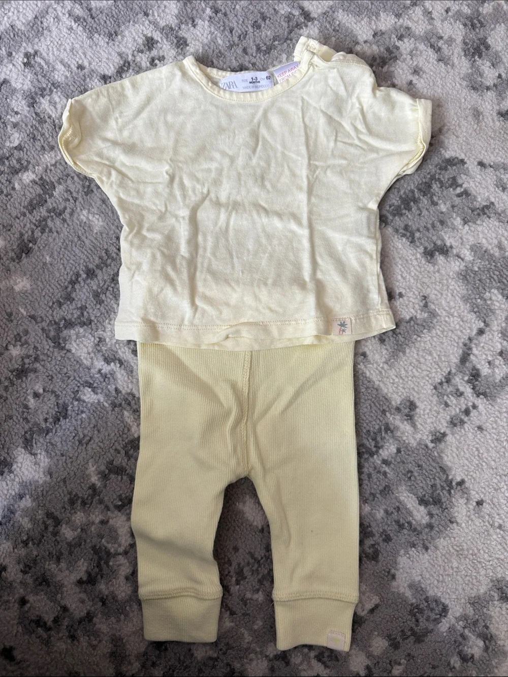 Zara Kids Pale Yellow Matching Top and Leggings Set